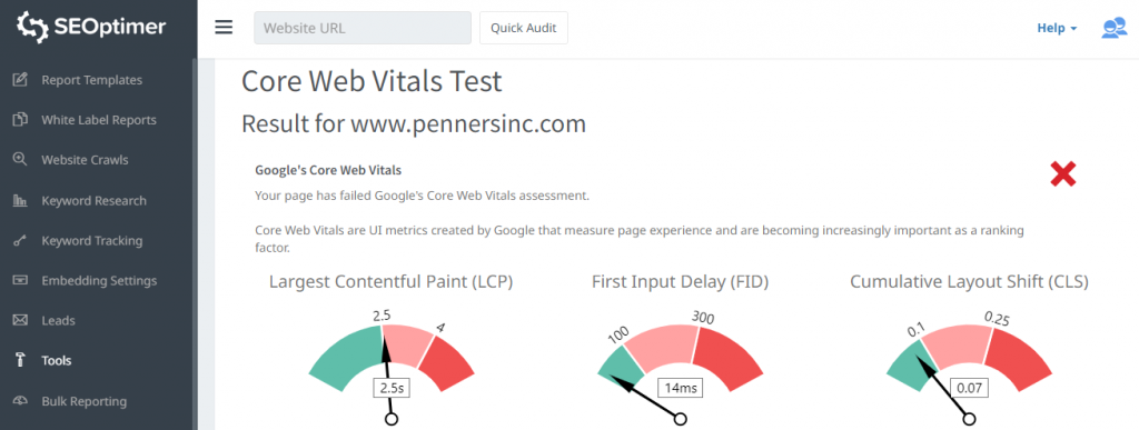 prueba de core web vitals